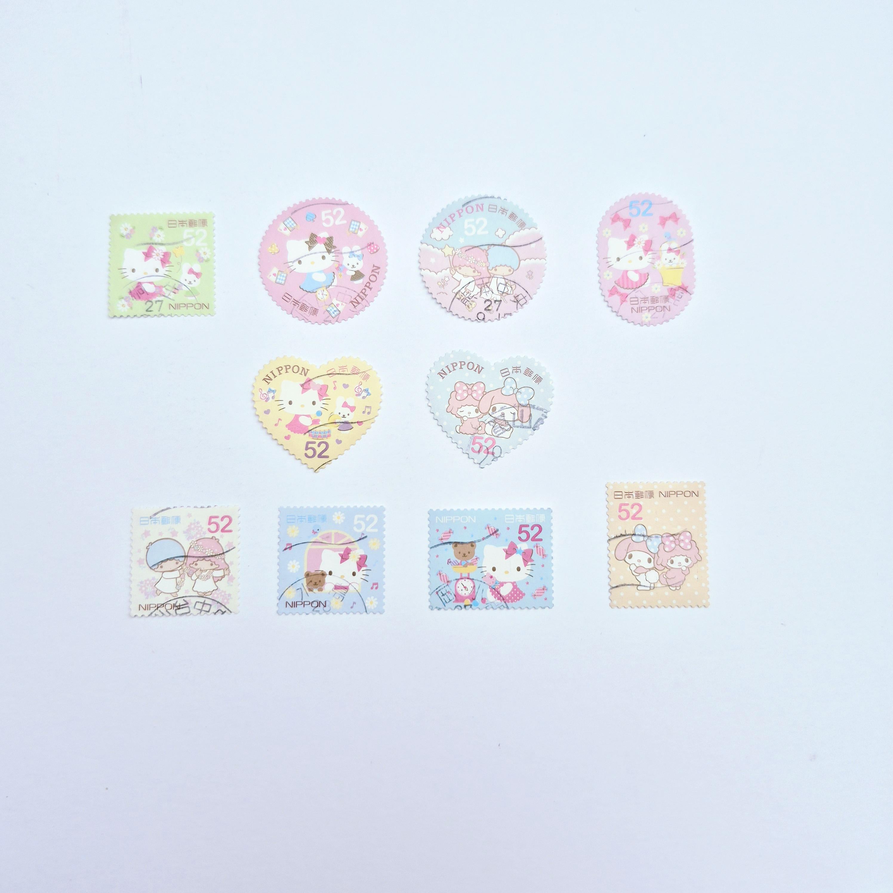 Japan Used "Sanrio" Stamp Sets | Hello Kitty 2014 | Used Stamp Collection, Stamp Collecting